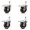 Service Caster 4 Inch High Temp Phenolic Swivel 12mm Stem Caster Set with Total Lock Brake SCC-TSTTL20S414-PHRHT-M1215-4 - alternate 1